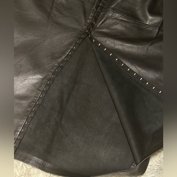 EXQUISITE Vintage Pradina & Co Chic Italian Leather Black Pencil Skirt - Sz44 - Picture 4 of 13